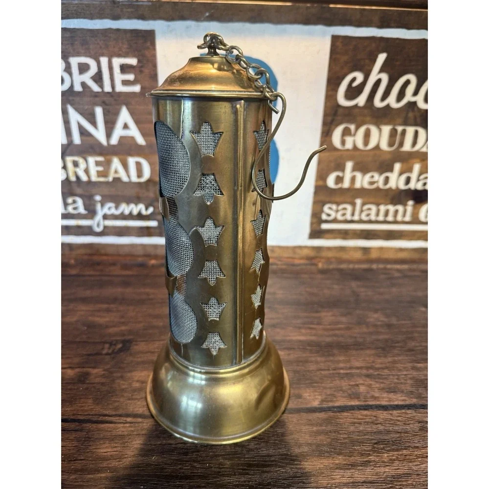 Vintage Brass Kerosene Lantern Hanging Mesh Patio Lamp Sherwoods Ltd